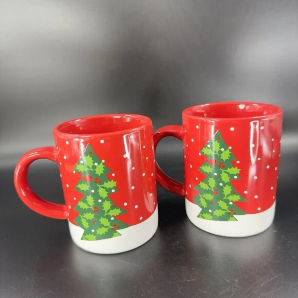 2015 Crate & Barrel Happy Snowman Mug Cup Red White by Joan Anderson Ceramic Set